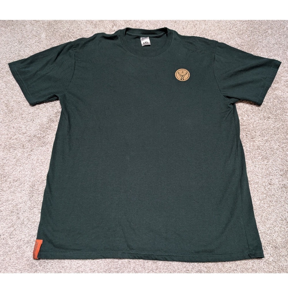 Jagermeister T-Shirt Mens XXL Green Logo Patch Short Sleeve Promo Graphic Tee